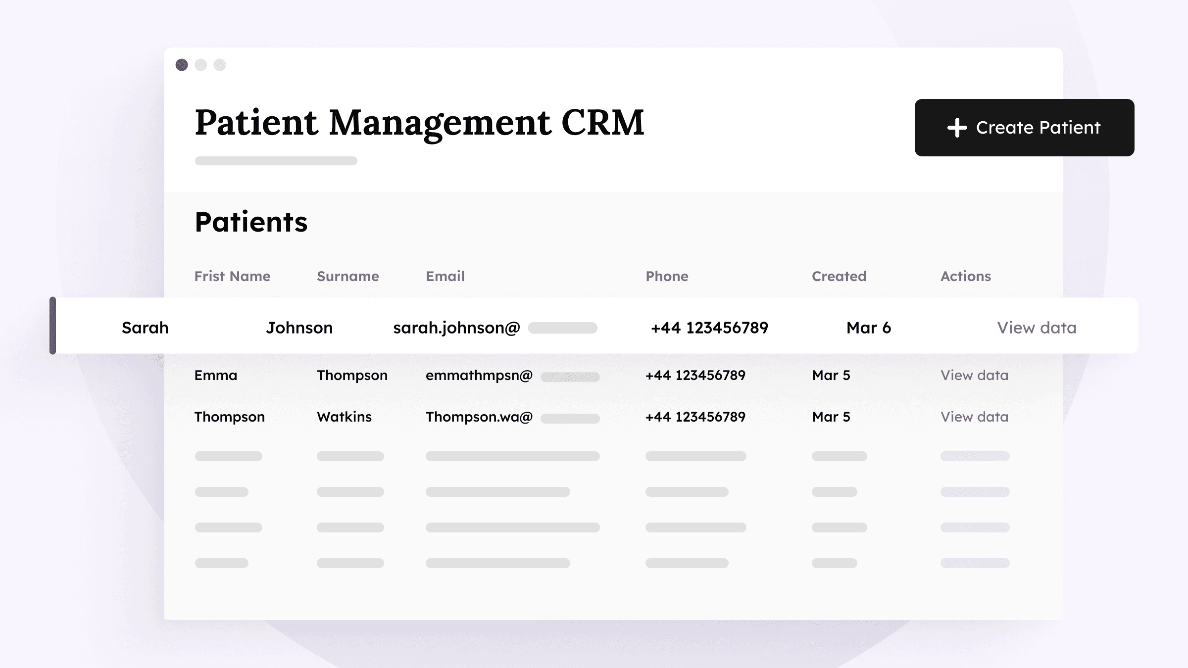Patient Management CRM