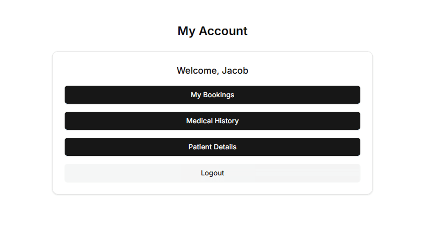 Patient portal dashboard showing appointment management